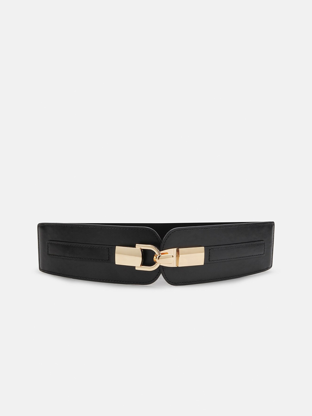 

Kazo Women Black Solid PU Stretchable Wide Belt