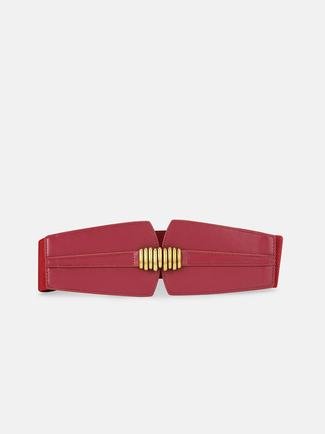 

Kazo Women Red PU Textured Buckle Belt