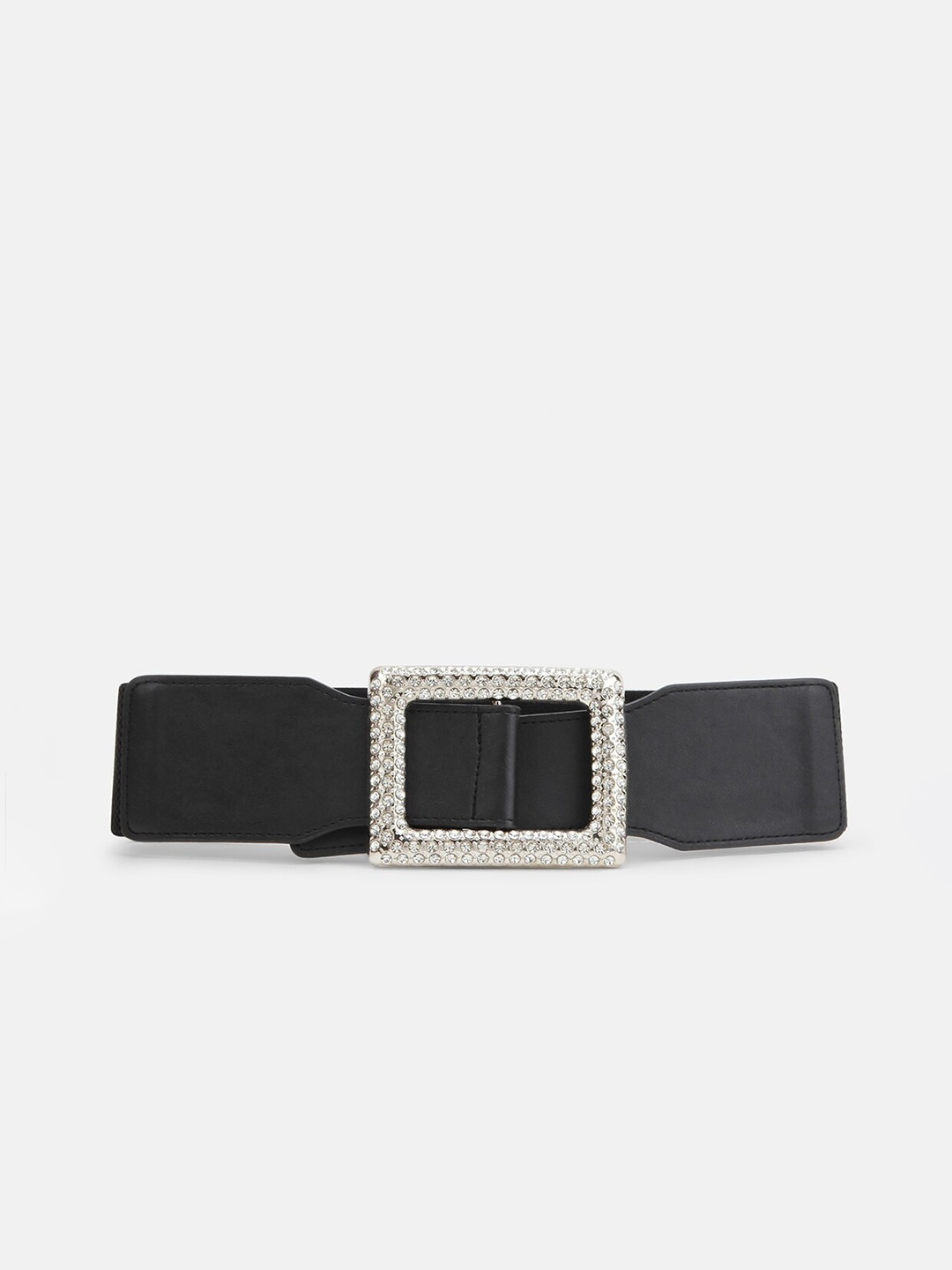 

Kazo Women Black PU Square Studded Buckle Belt