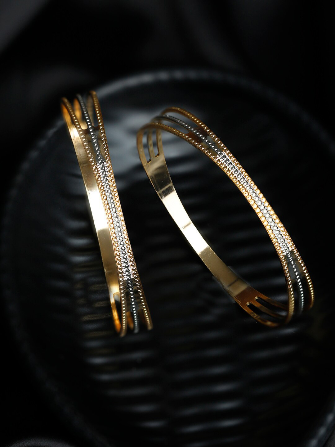 

Priyaasi Set Of 2 Gold-Plated Elegantly Designed Bangles