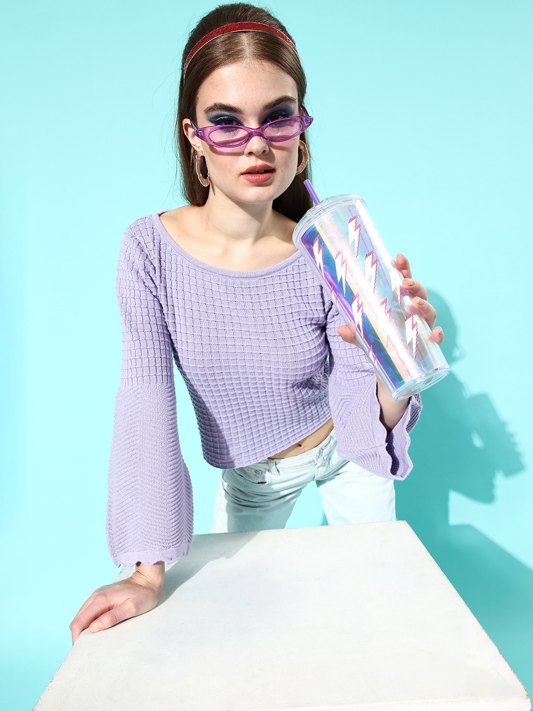 

Roadster Elegant Lavender Checked Craftcore Top
