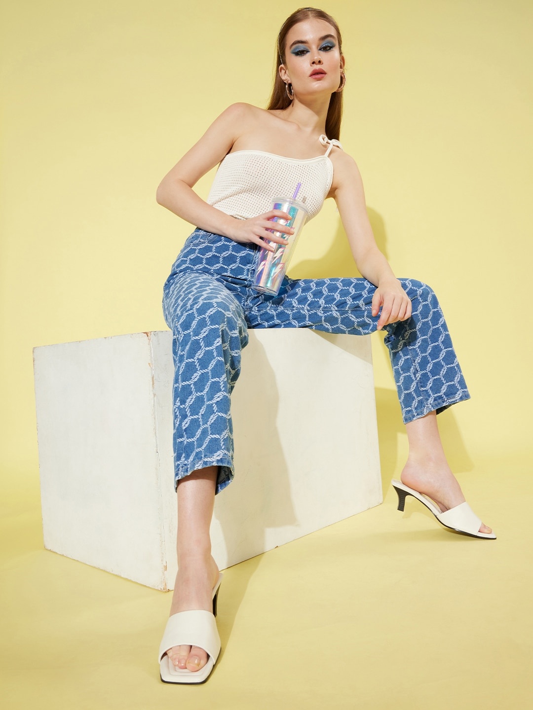

Roadster Off White Self-Design Craftcore Top