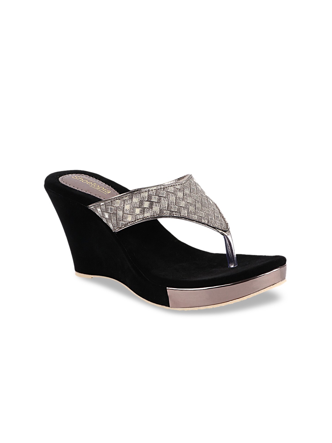 

Shoetopia Women Grey Embellished Suede Wedges