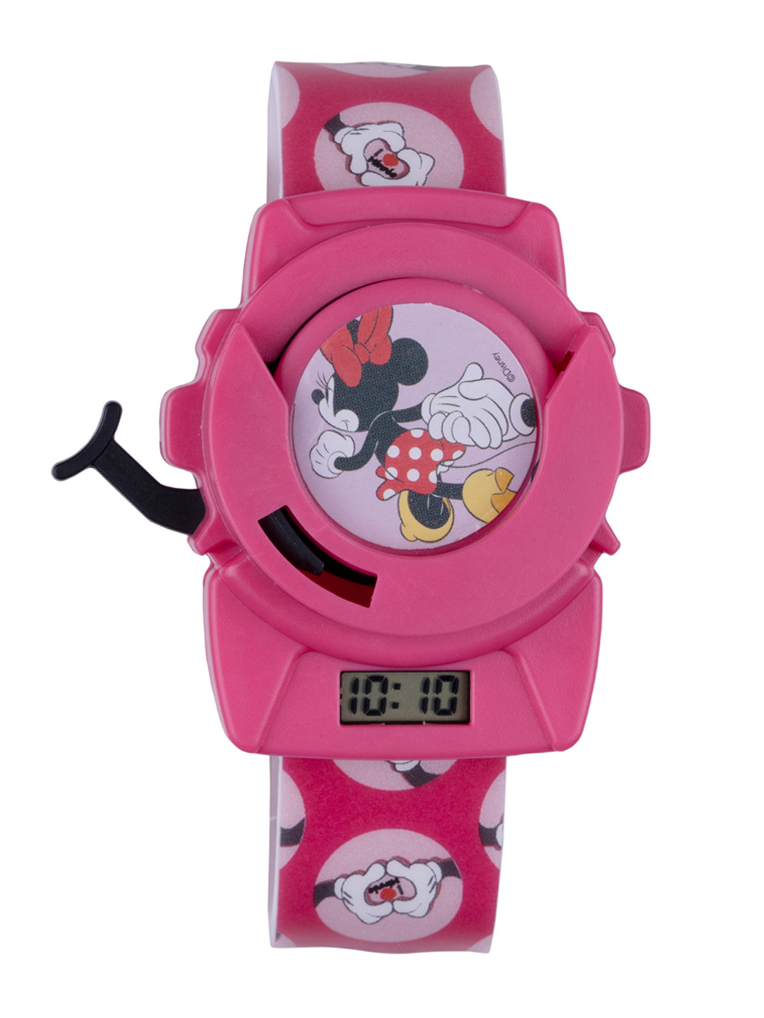 

Disney Kids Minnie Multicoloured Printed Dial & Straps Digital Disc Shooter Watch, Multi