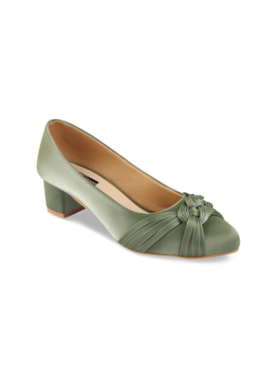

Shoetopia Women Sage Green Block Pumps