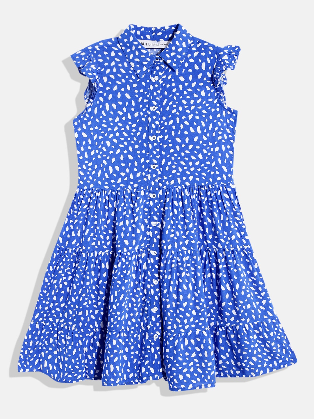 

M&H Juniors Girls Abstract Print Tiered Shirt Dress, Blue