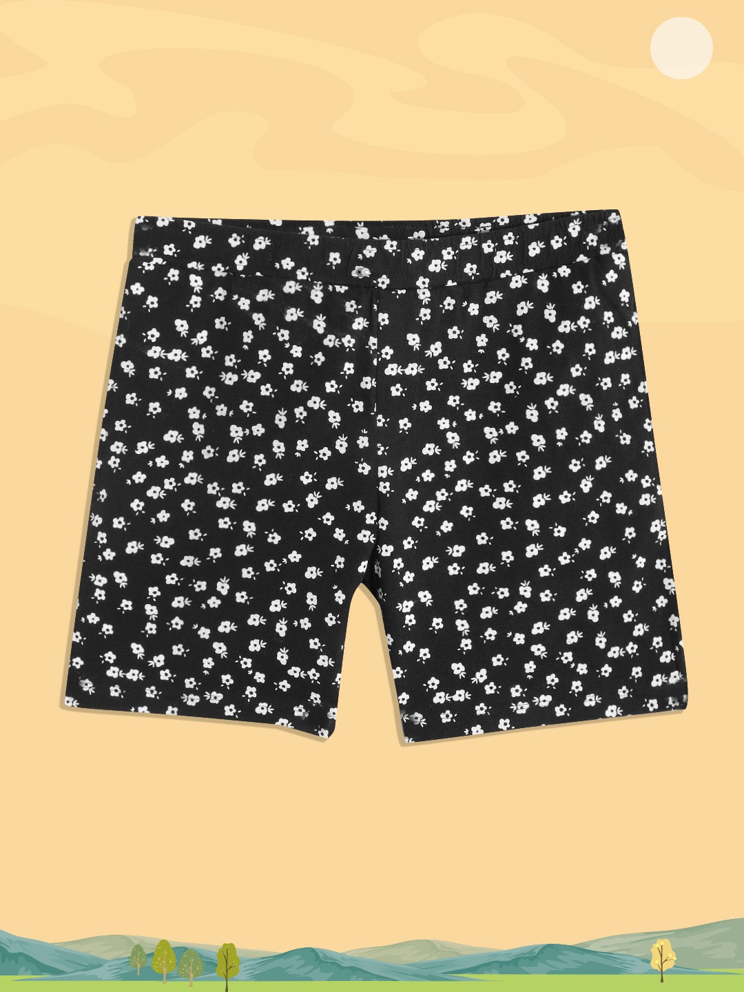 

M&H Juniors Girls Black & White Floral Print Shorts