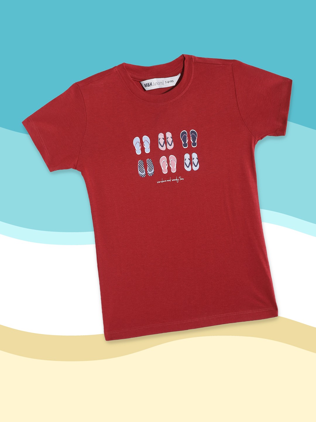 

M&H Juniors Girls Maroon & White Graphic Printed T-shirt