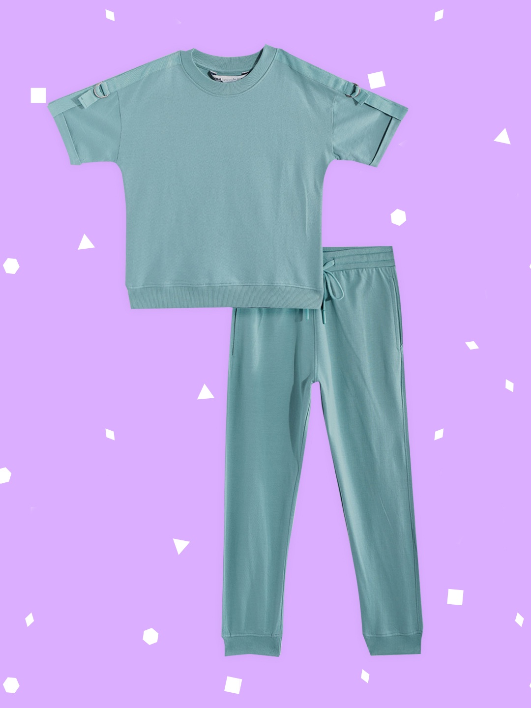 

M&H Juniors Girls Green Solid Cotton Clothing Set