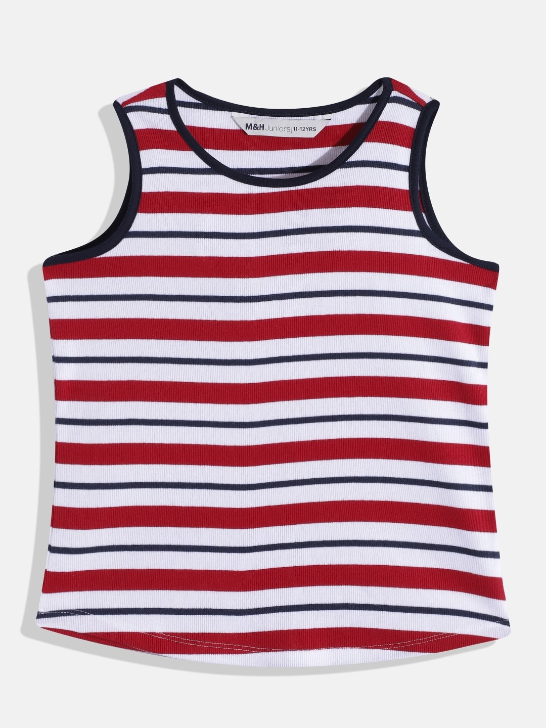 

M&H Juniors Girls Striped T-shirt, White