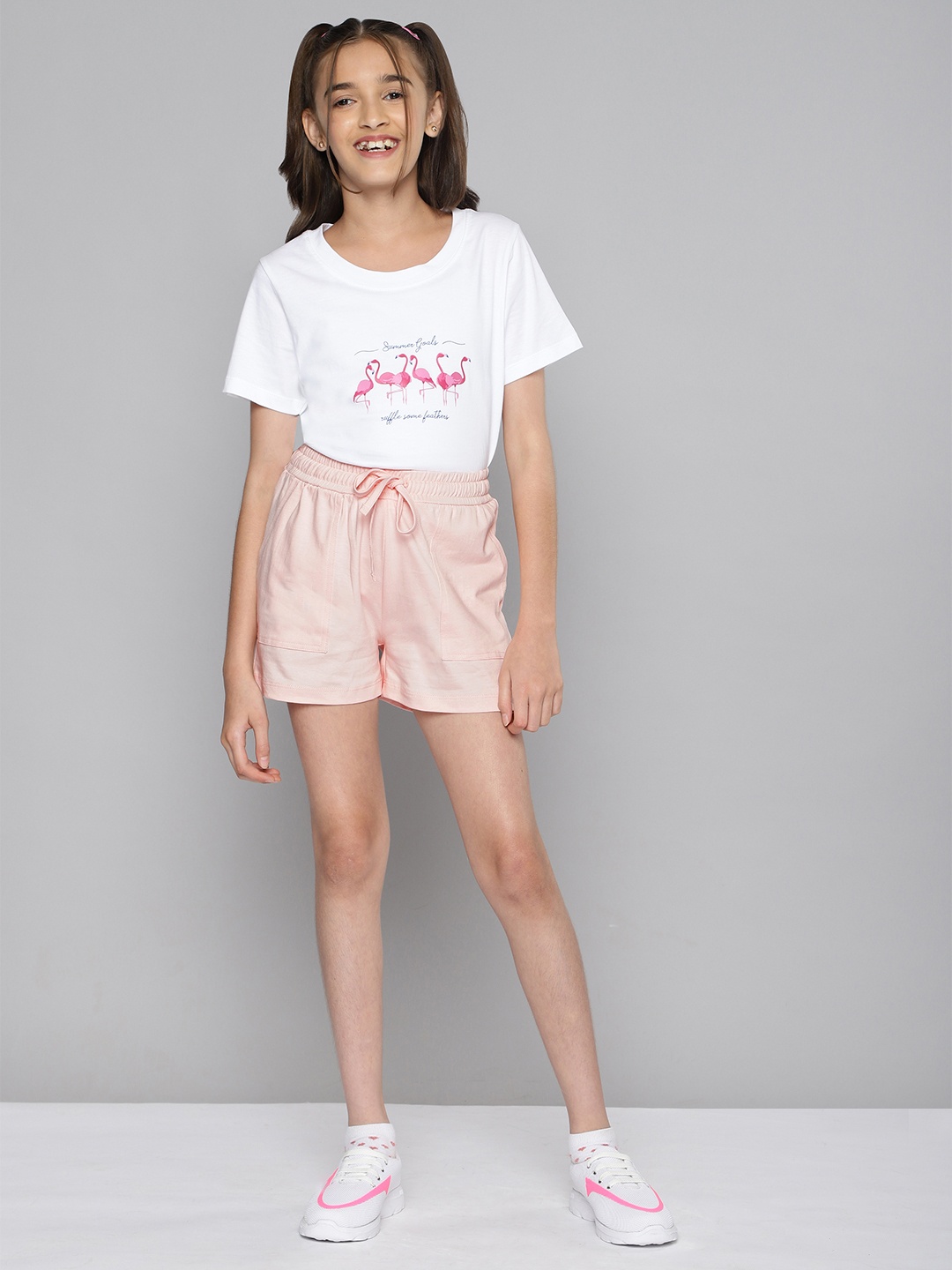 

M&H Juniors Girls Pink Cotton Regular Shorts