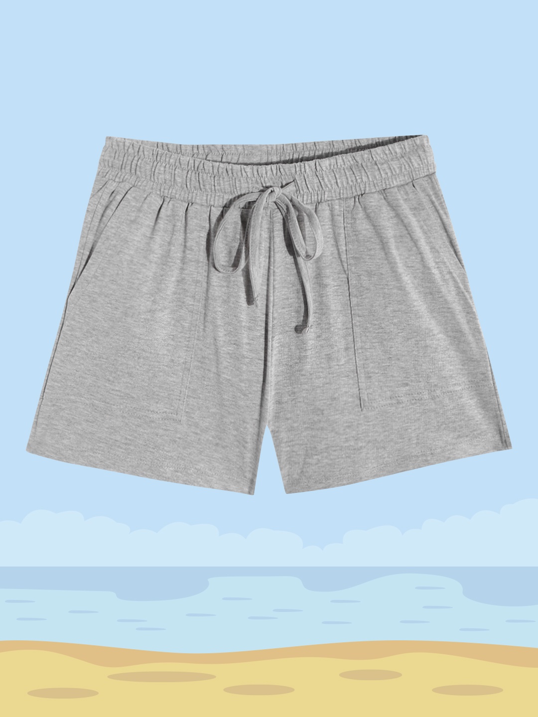 

M&H Juniors Girls Grey Melange Solid Shorts