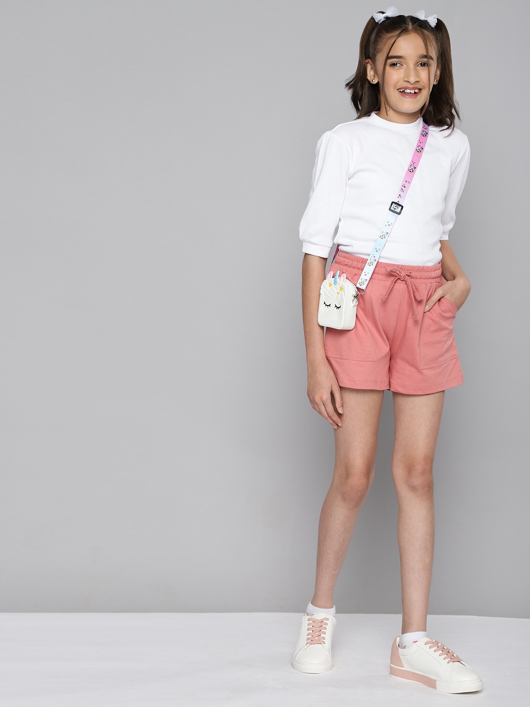 

M&H Juniors Girls Dusty Pink Cotton Regular Shorts, Rose