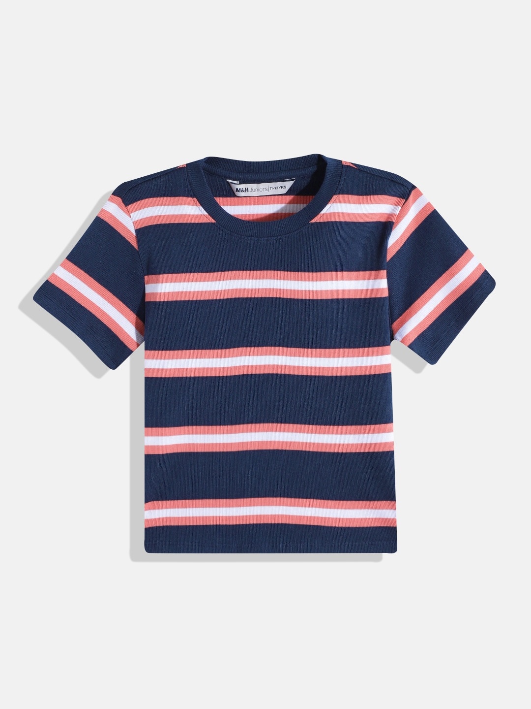 

M&H Juniors Girls Striped T-shirt, Navy blue