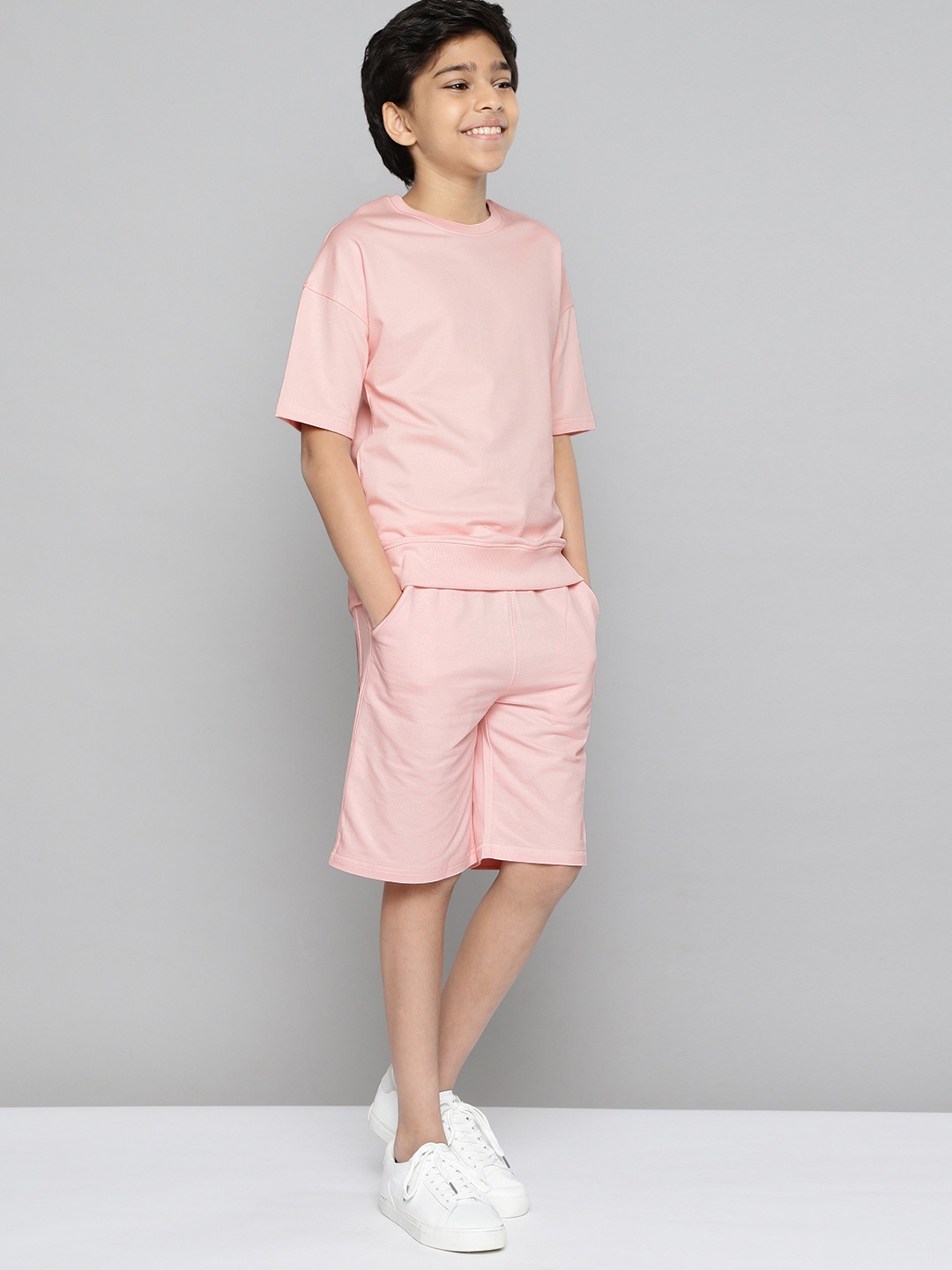 

M&H Juniors Boys Peach-Coloured Solid Cotton Clothing Set