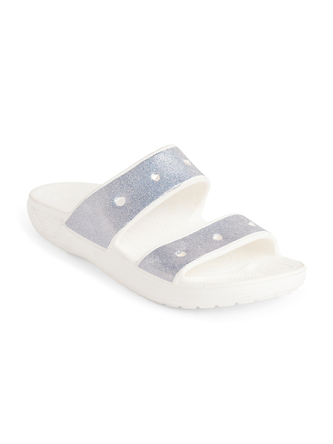 

Crocs Unisex Off White & Silver-Toned Glitter II Comfort Sandals