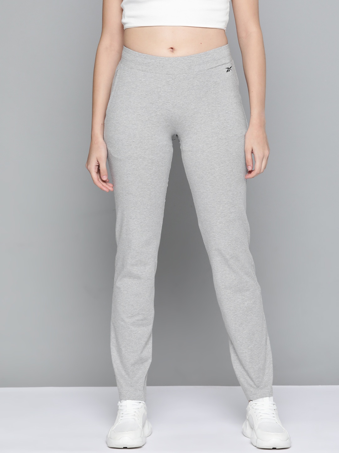 

Reebok Women Grey Melange Foundation Solid Training Track Pants