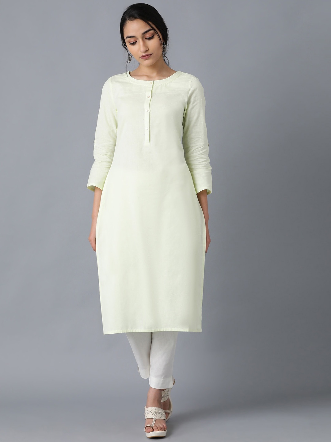 

W Women Yellow Solid Kurta