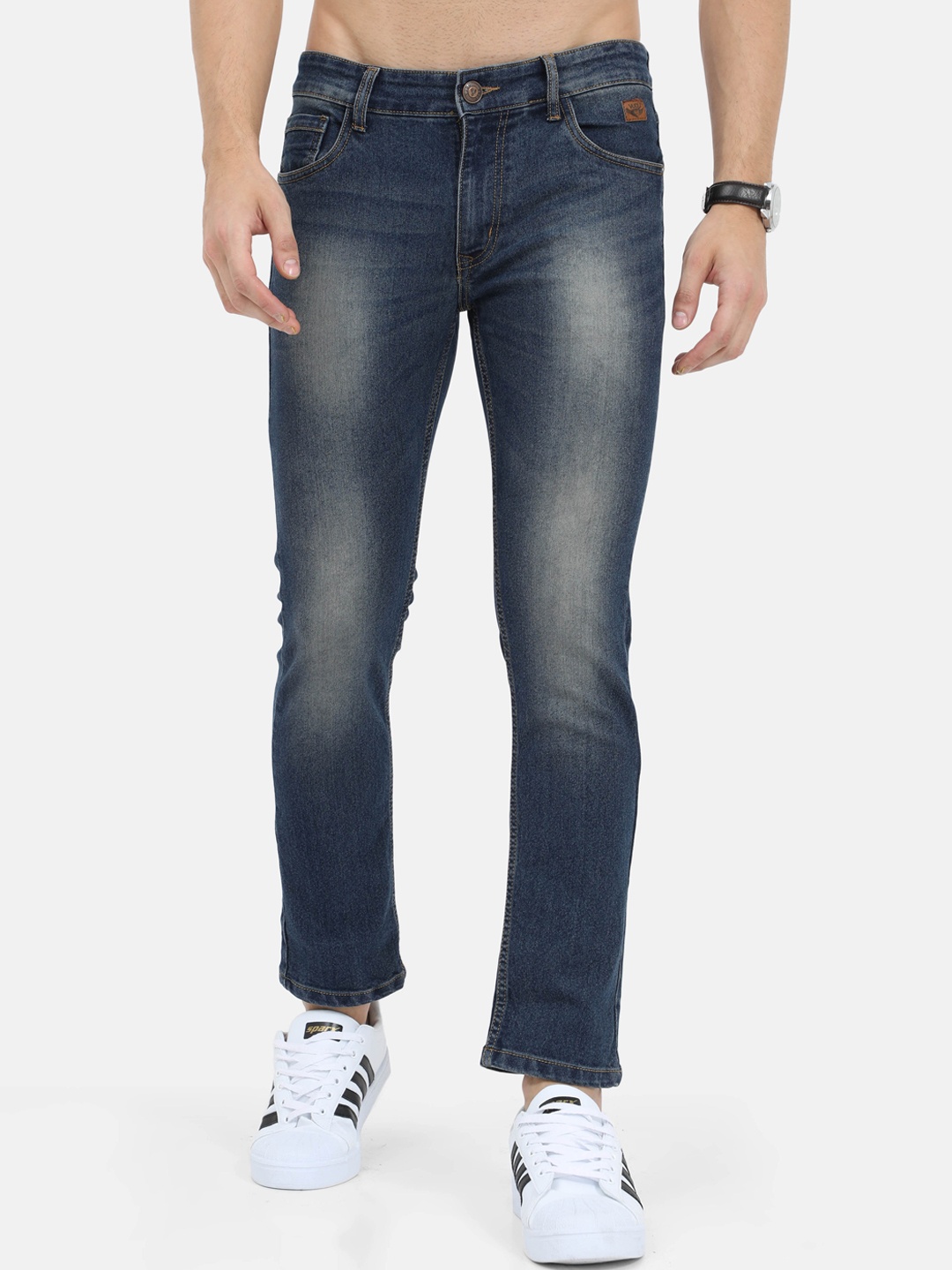 

VUDU Men Navy Blue Smart Slim Fit Heavy Fade Stretchable Jeans
