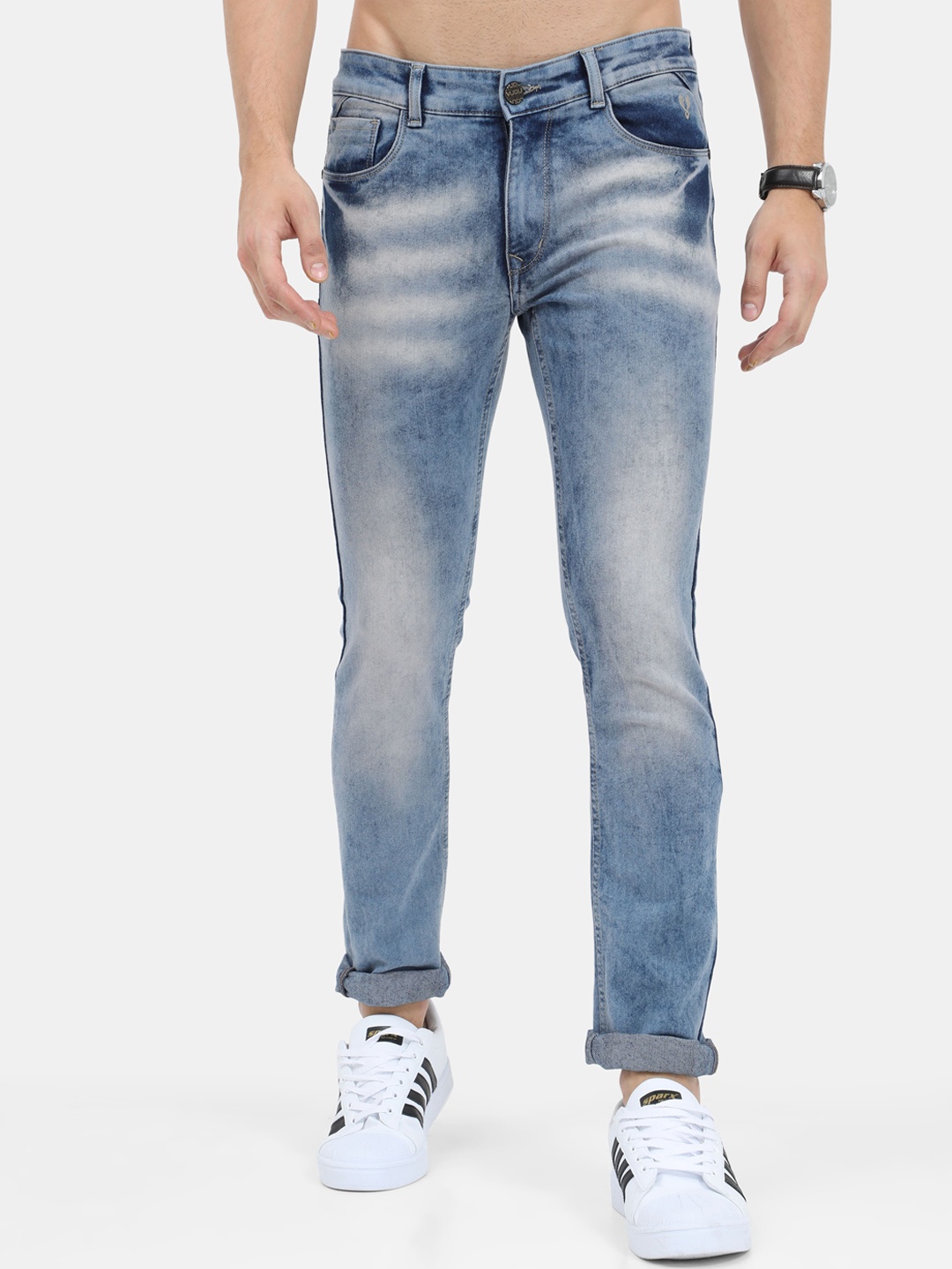 

VUDU Men Blue Smart Slim Fit Heavy Fade Stretchable Jeans