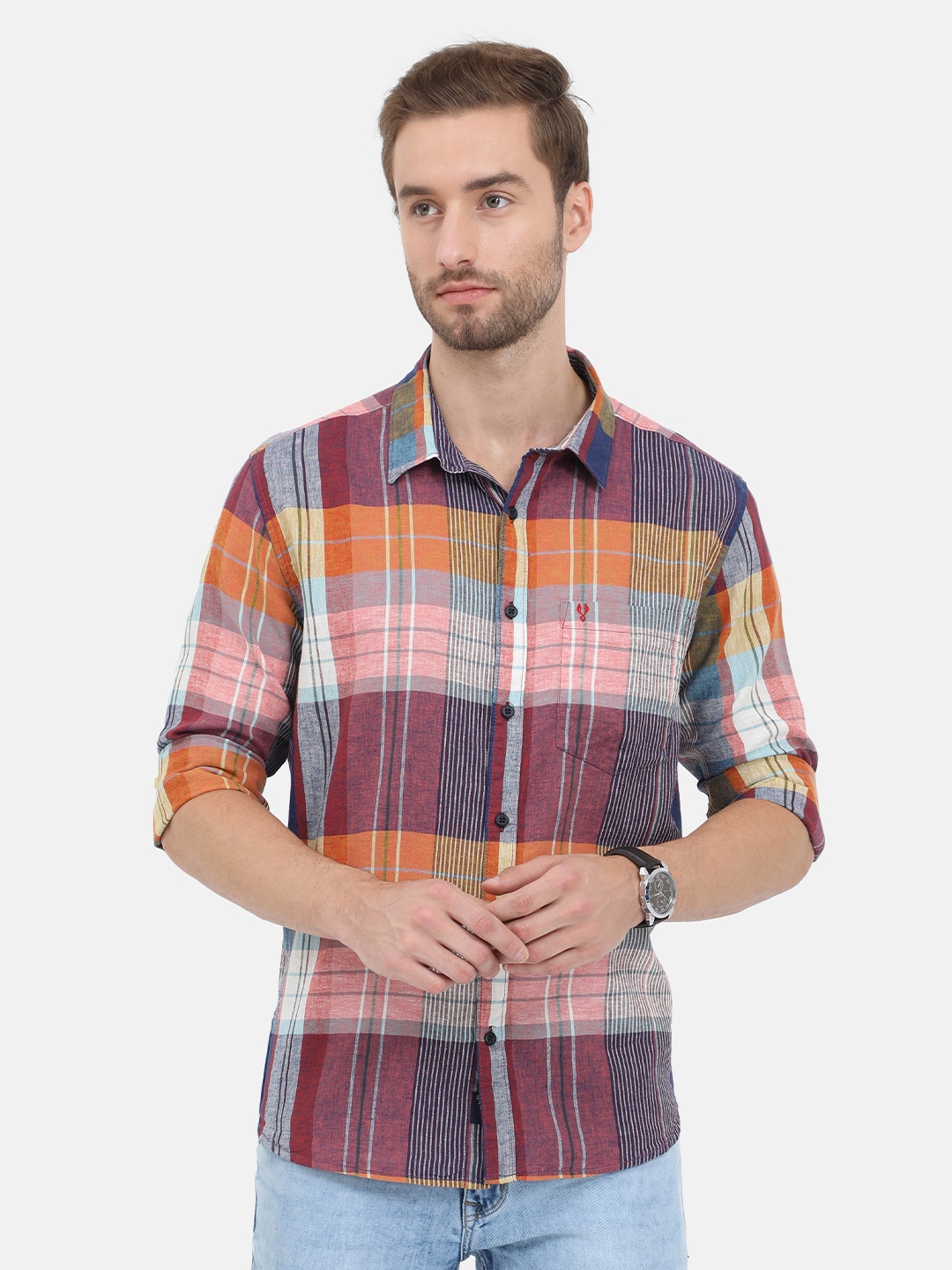 

VUDU Men Multicoloured Comfort Regular Fit Checked Casual Shirt, Multi