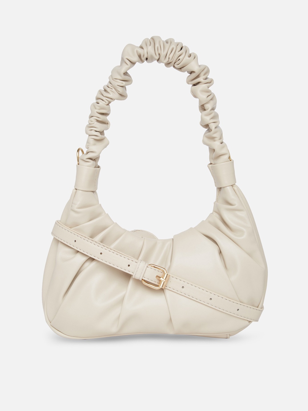 

20Dresses Beige PU Structured Handheld Bag With Detachable Strap