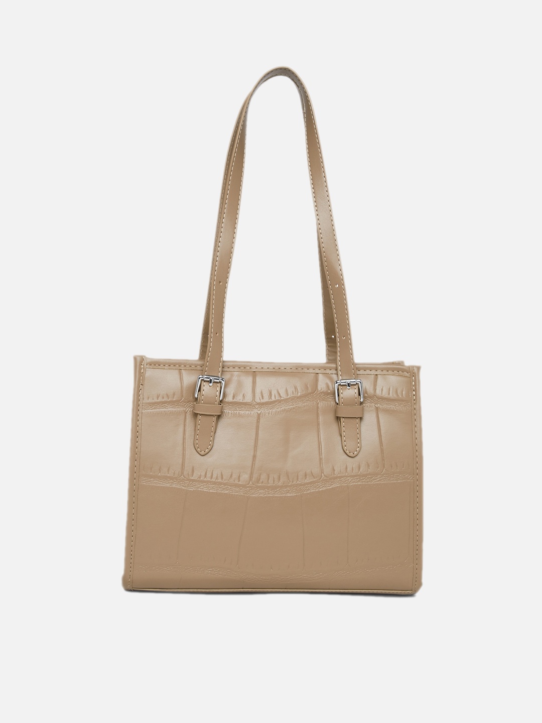 

20Dresses Beige Textured PU Structured Shoulder Bag