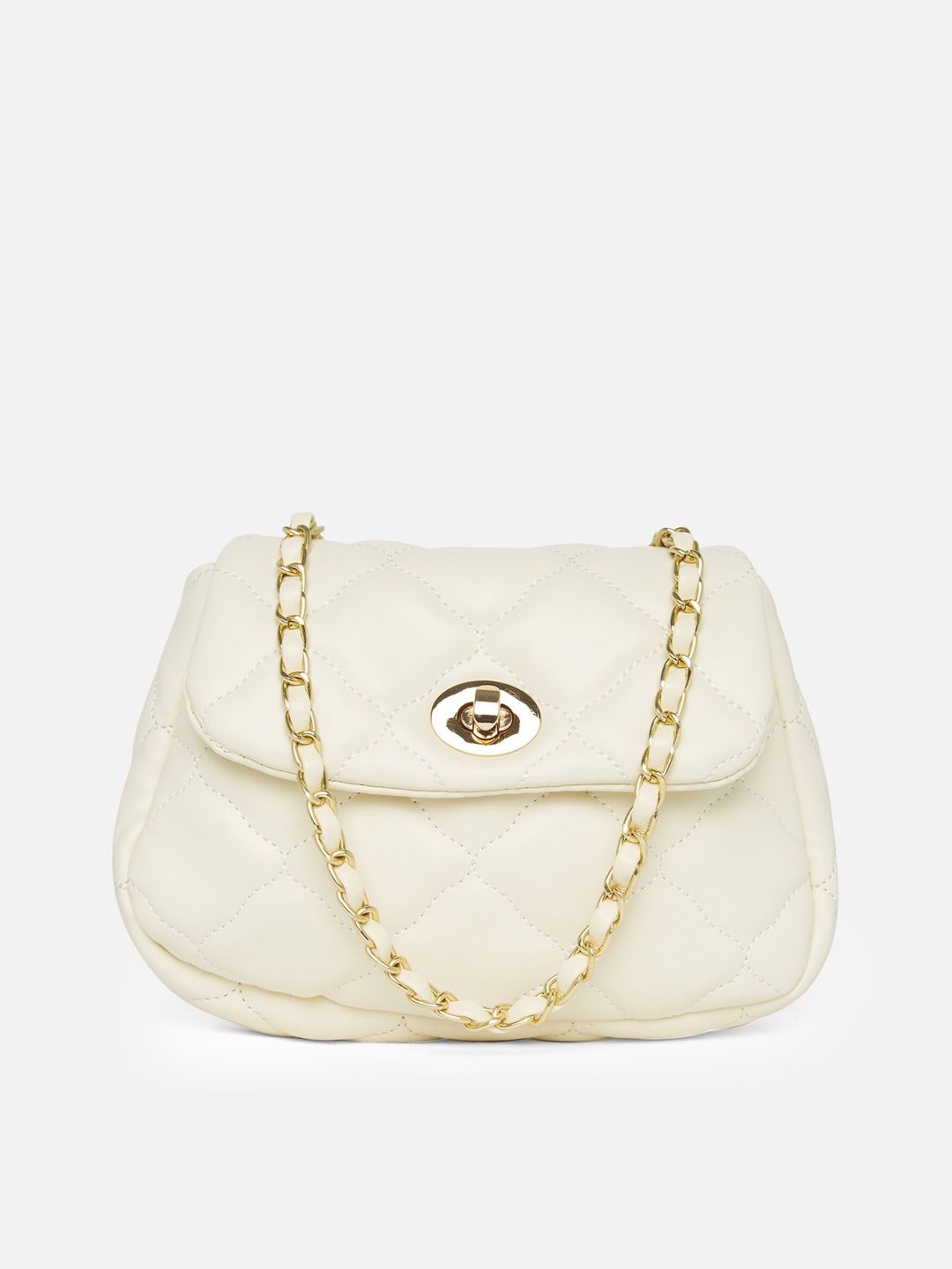 

20Dresses Off White PU Structured Sling Bag with Quilted