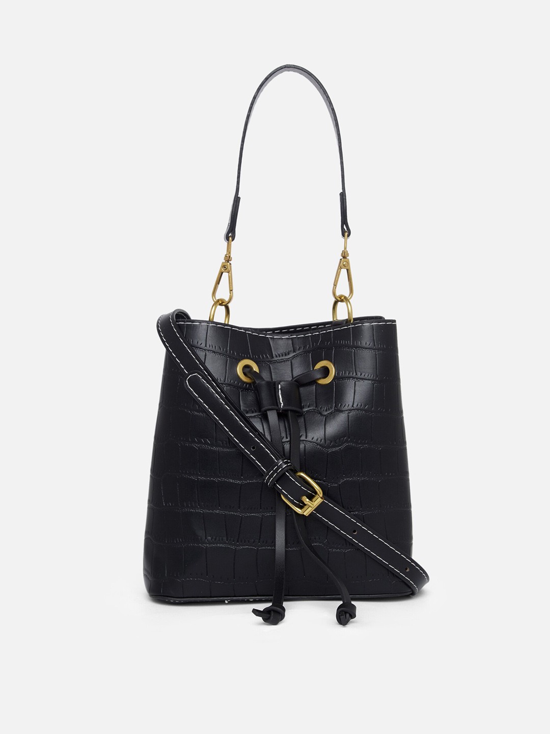 

20Dresses Black PU Shopper Handheld Bag with Tasselled