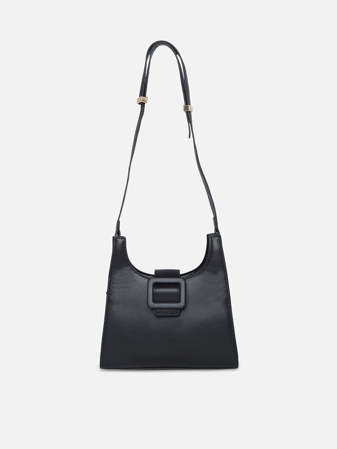 

20Dresses Black Textured PU Structured Sling Bag with Fringed