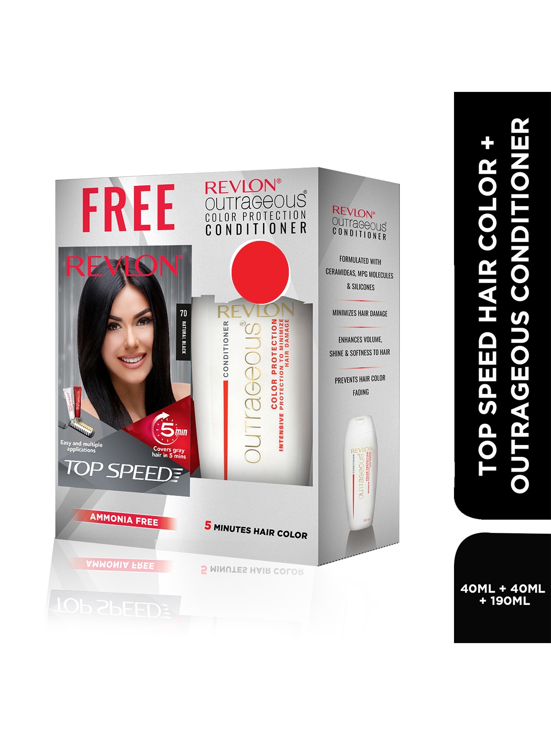

Revlon Top Speed Hair Color - Natural Black 70 with Outrageous Conditioner