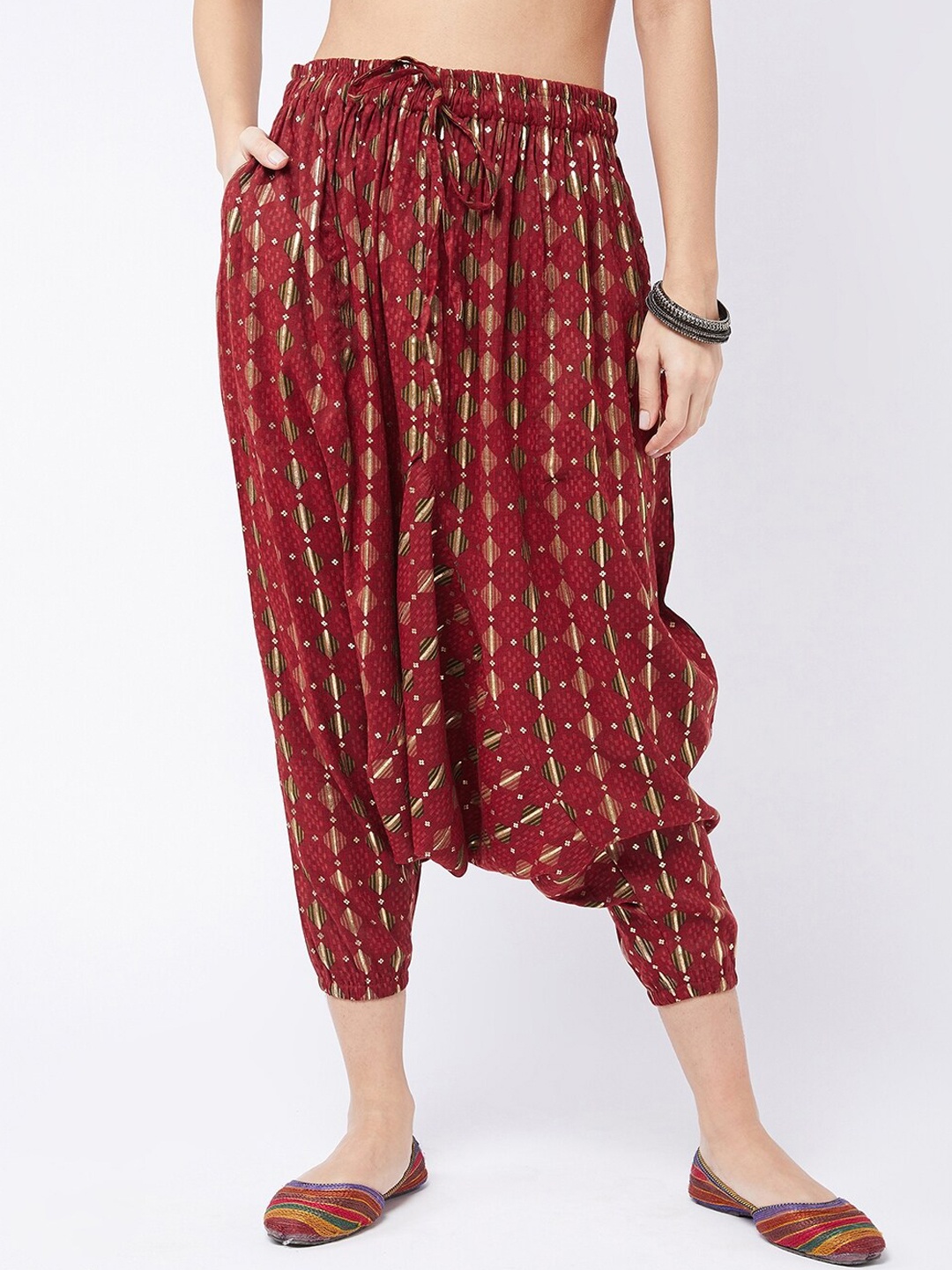 

InWeave Women Red Printed Slim Fit Harem Pants