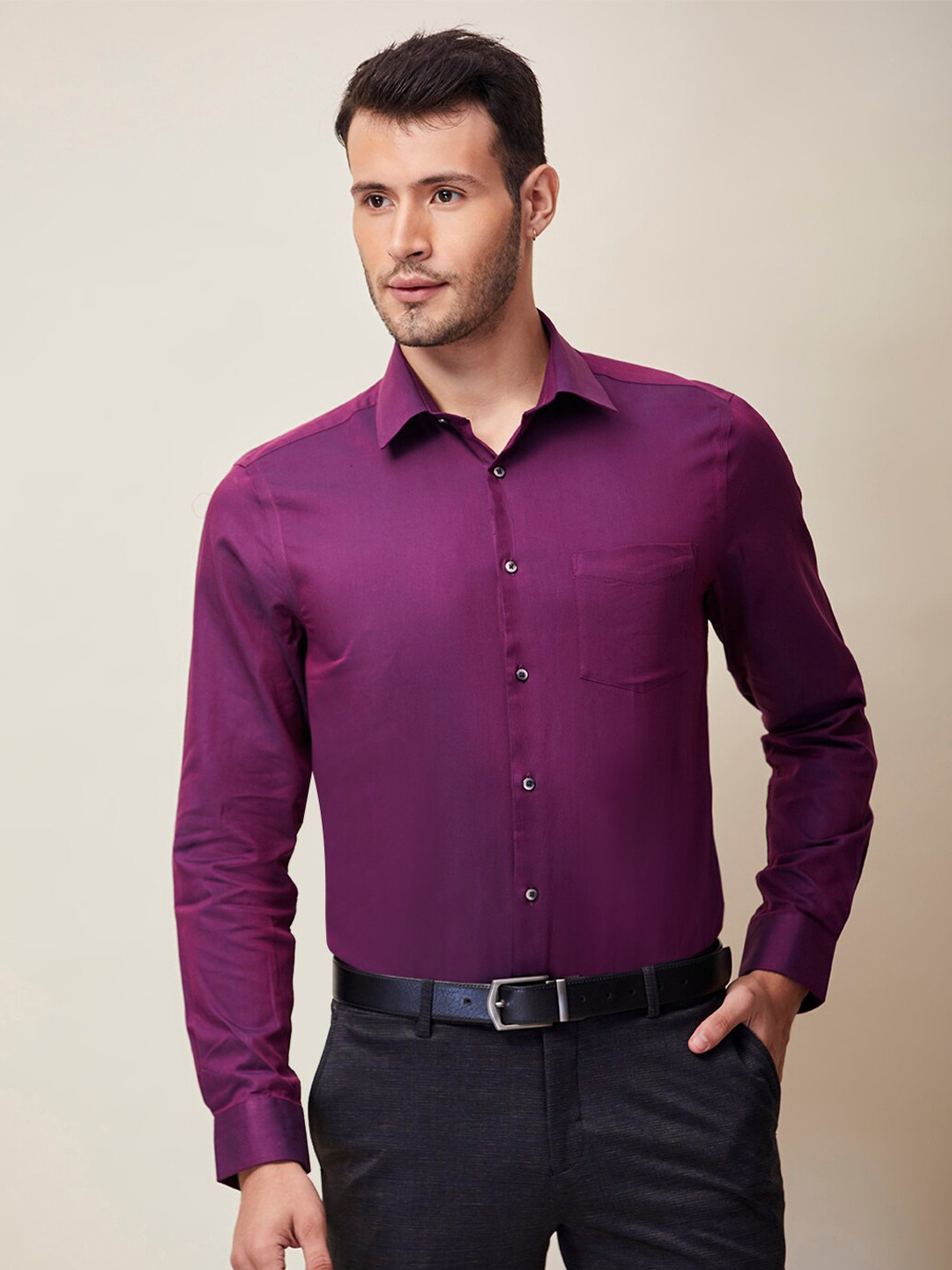 

J Hampstead Men Maroon Classic Slim Fit Formal Shirt