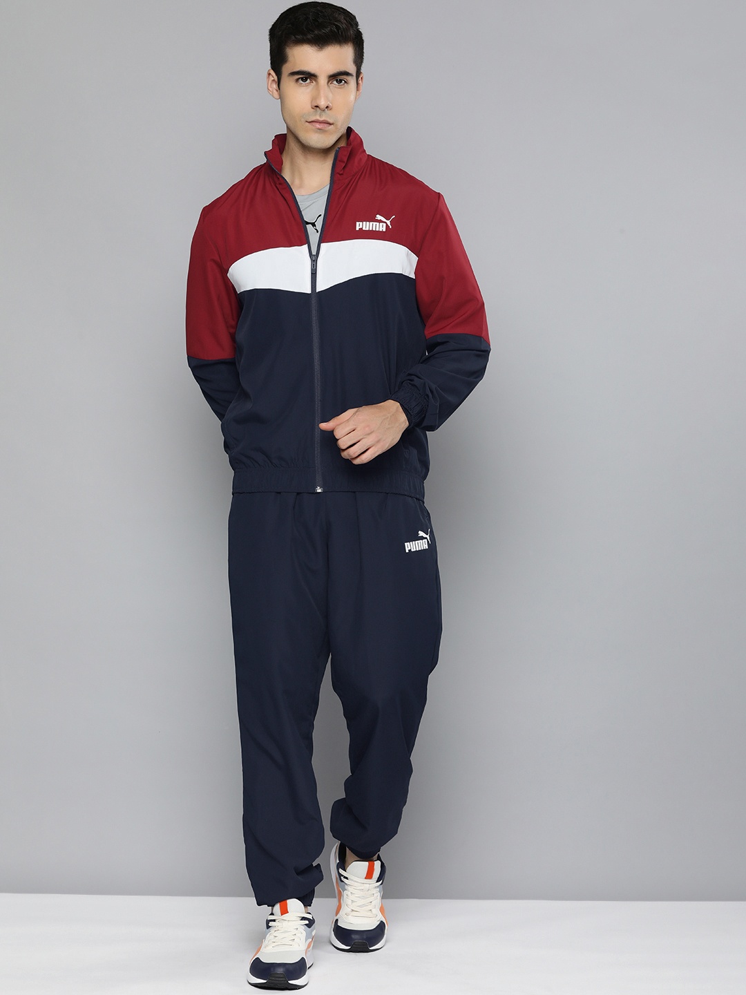 

Puma Men Navy Blue & Maroon Colourblocked Premium Cricket Track Suit