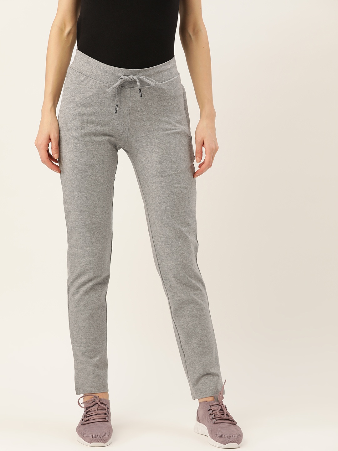 

Madame Women Grey Melange Solid Track Pants