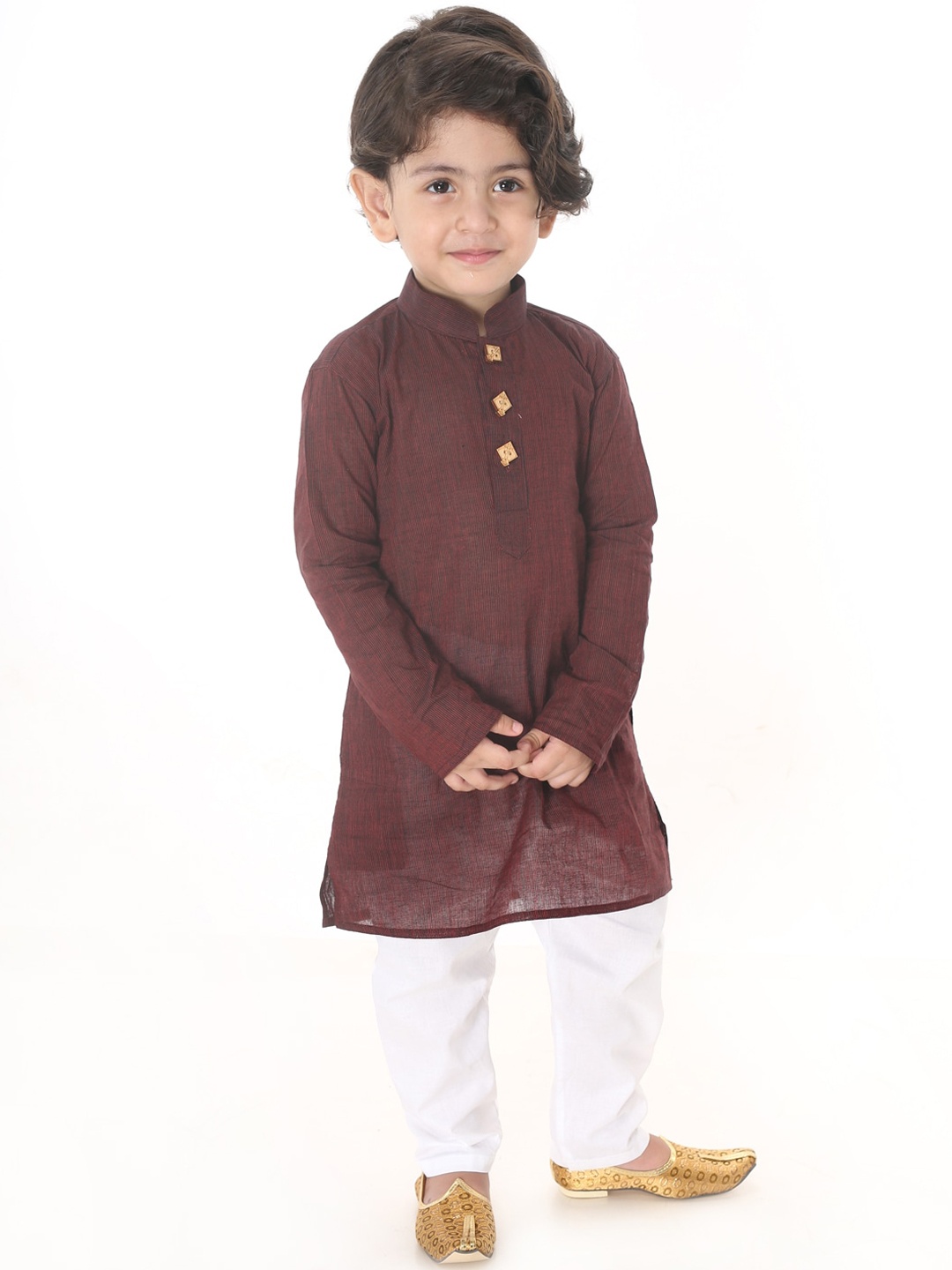 

VASTRAMAY Boys Maroon Pure Cotton Kurta with Pyjamas