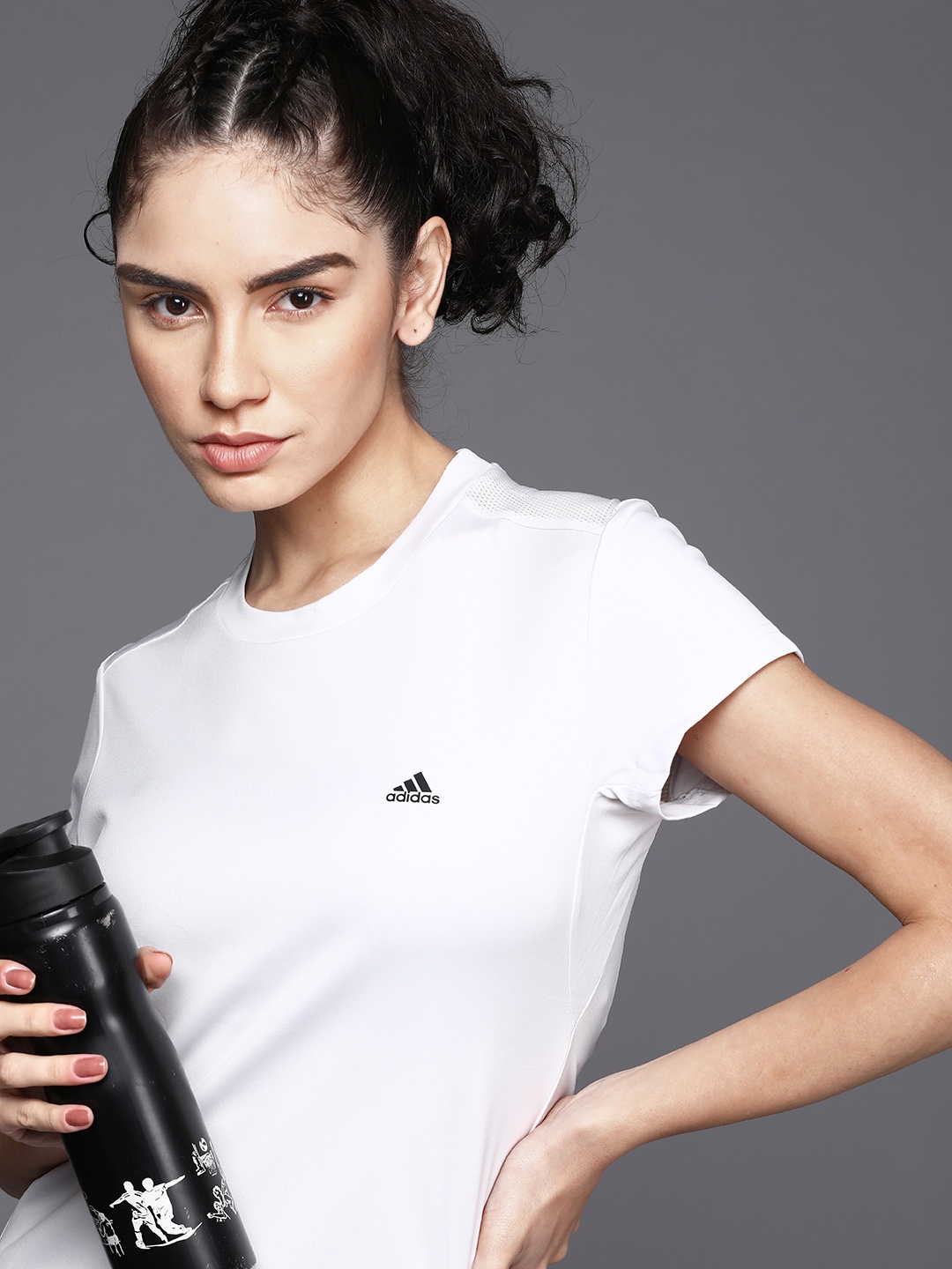 

ADIDAS Women White Printed Slim Fit T-shirt