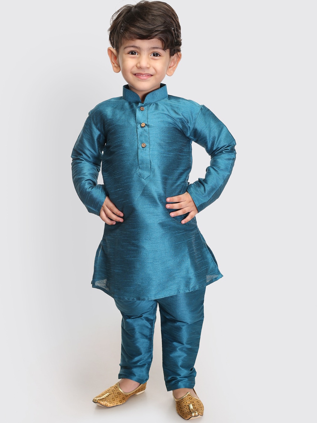 

VASTRAMAY Boys Turquoise Blue Kurta with Pyjamas