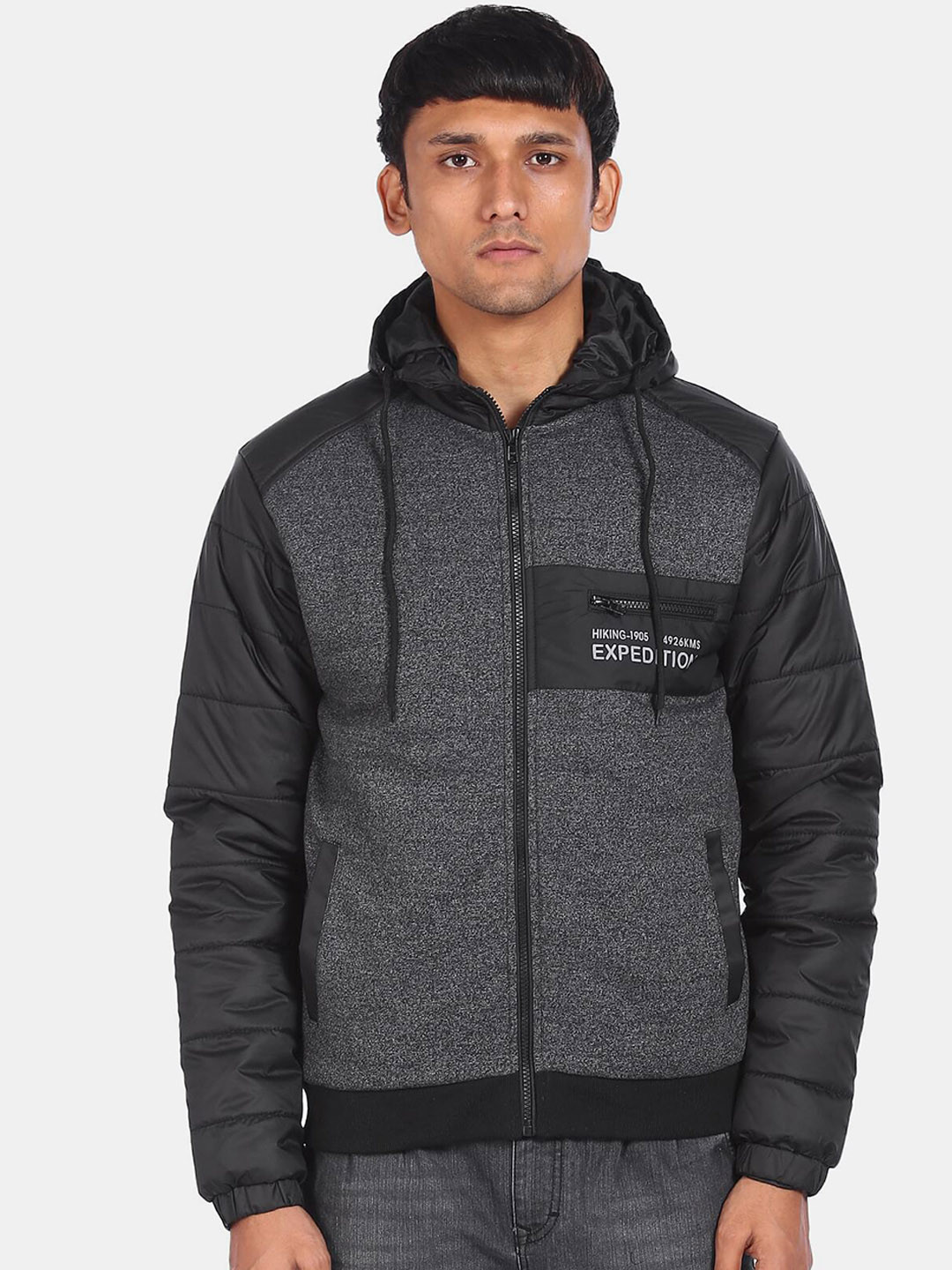 

Colt Men Charcoal Grey Hooded Bomber Jacket