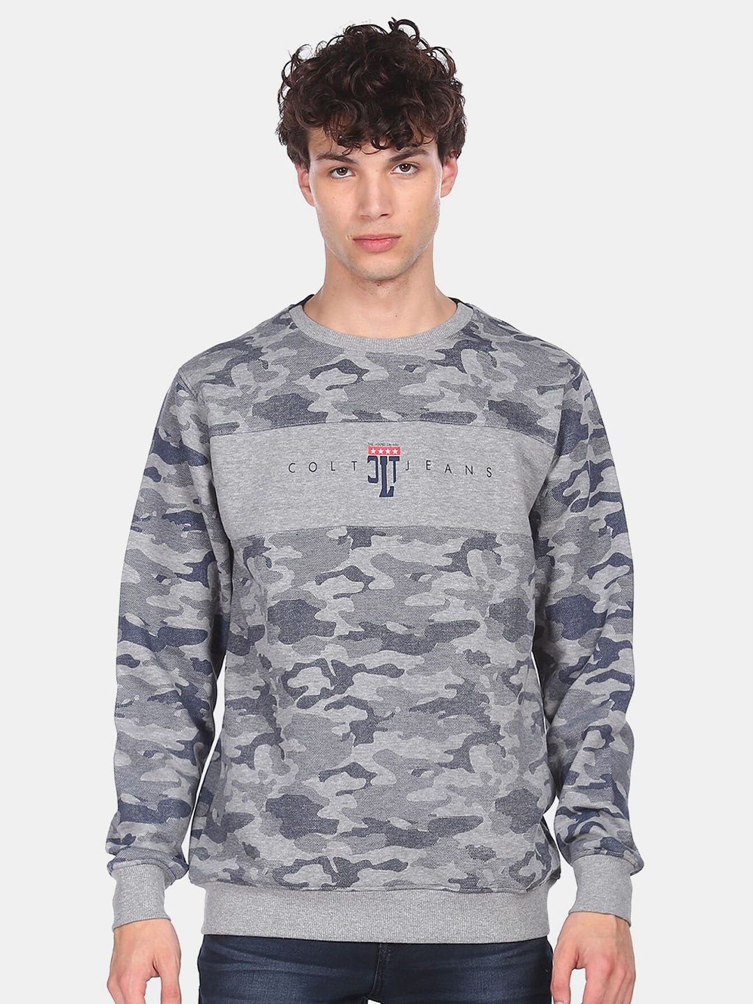 

Colt Men Grey Printed Sweatshirt