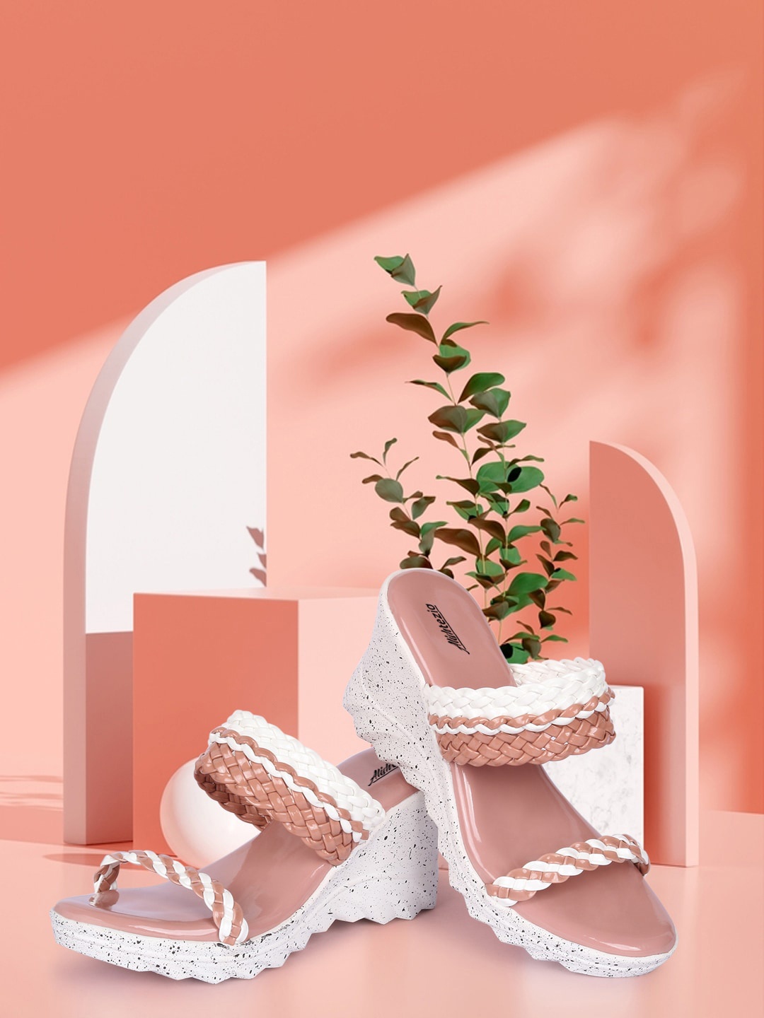

Alishtezia Pink PU Wedge Sandals