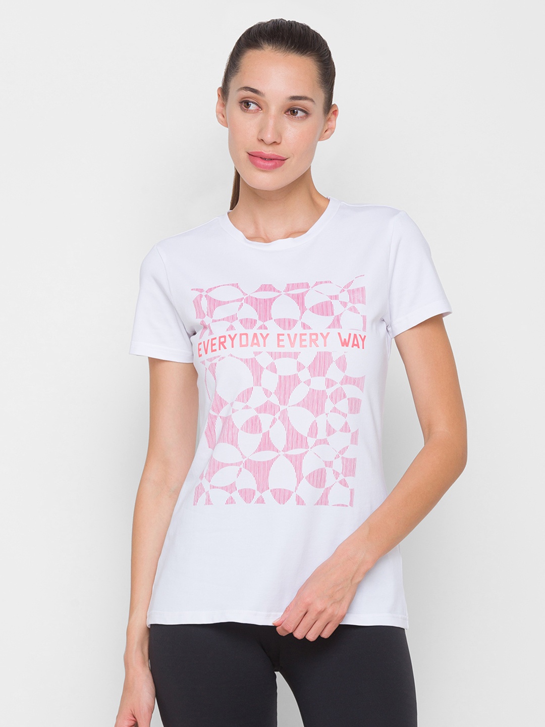 

Globus Women White & Pink Typography Printed T-shirt