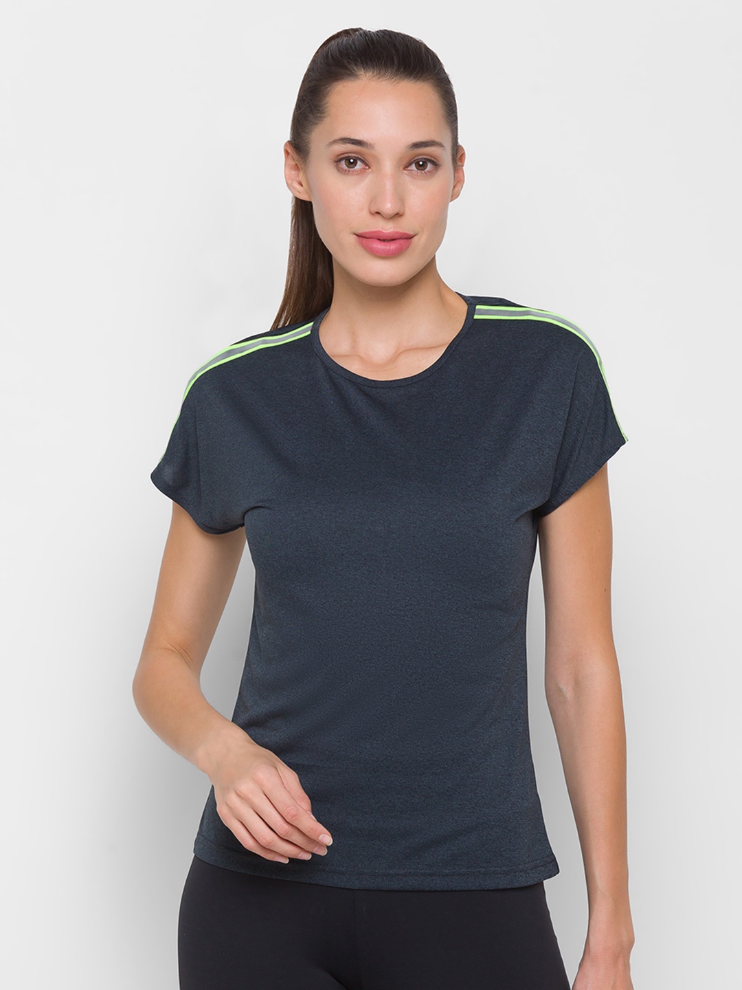 

Globus Women Blue Extended Sleeves Cut Outs T-shirt, Grey