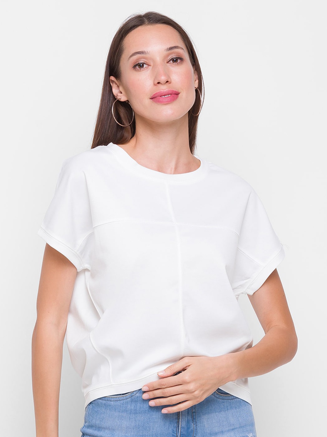 

Globus Women White Extended Sleeves T-shirt