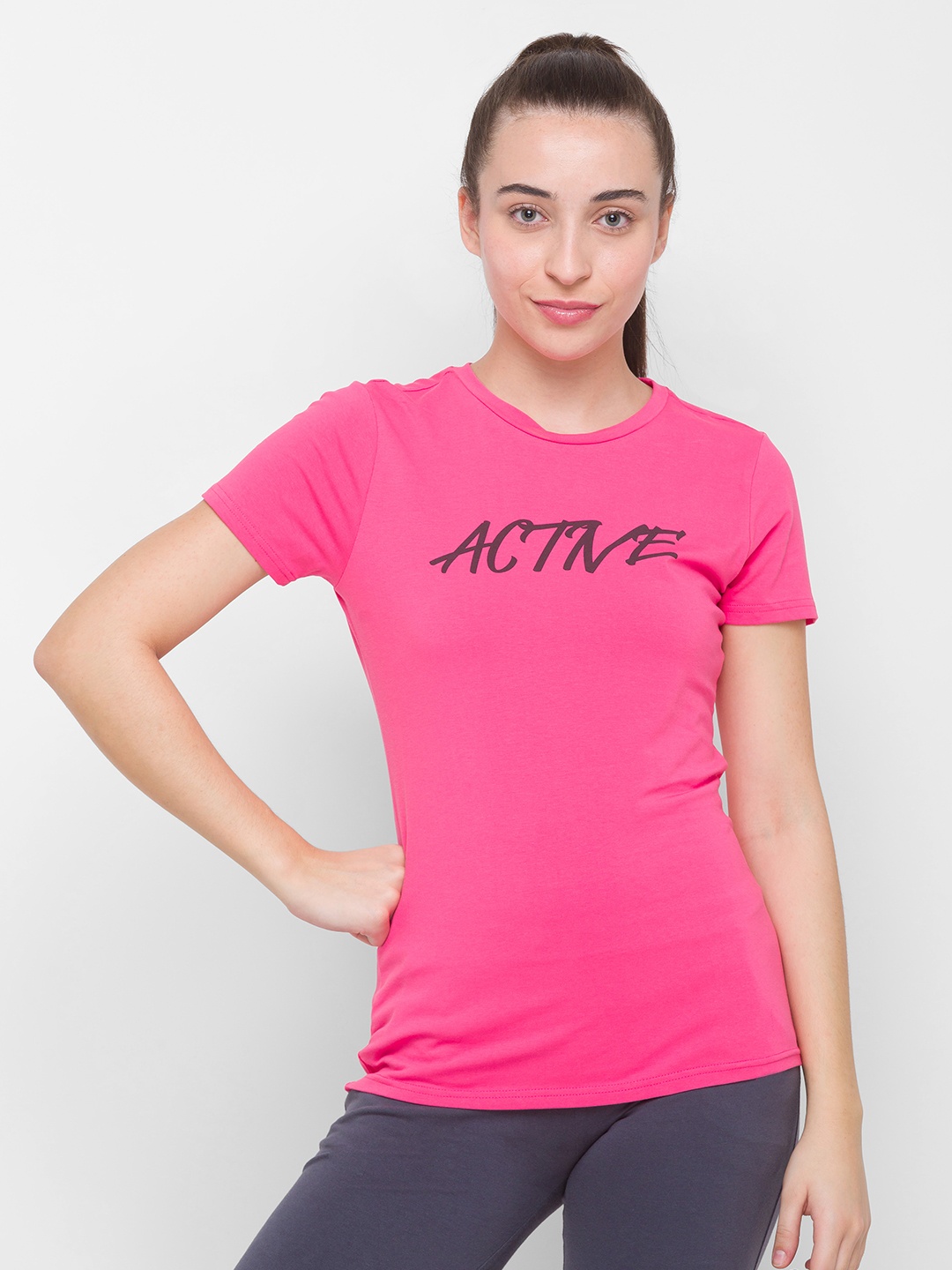 Globus Women Pink Typography Printed T-shirt