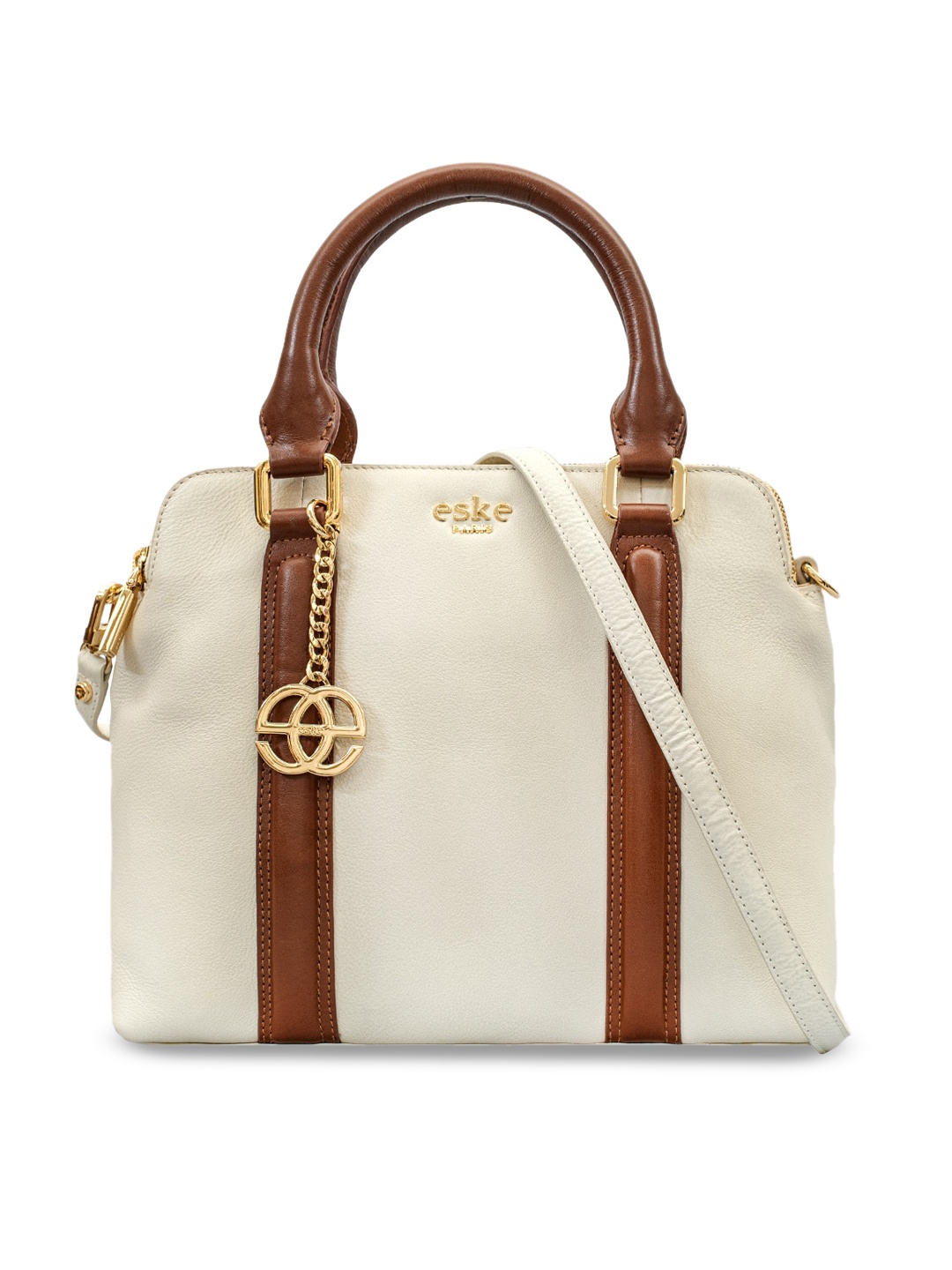 

Eske Multicoloured Striped Leather Structured Handheld Bag with Tasselled, Multi