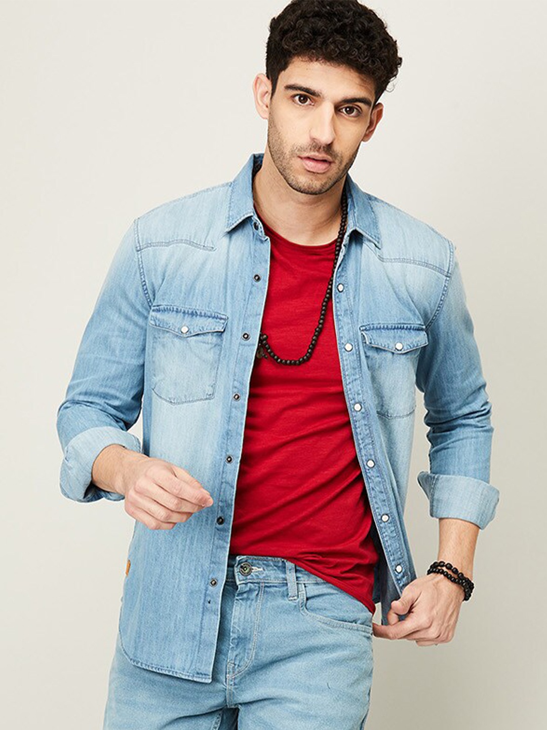 

Forca by Lifestyle Men Blue Faded Casual Cotton Shirt