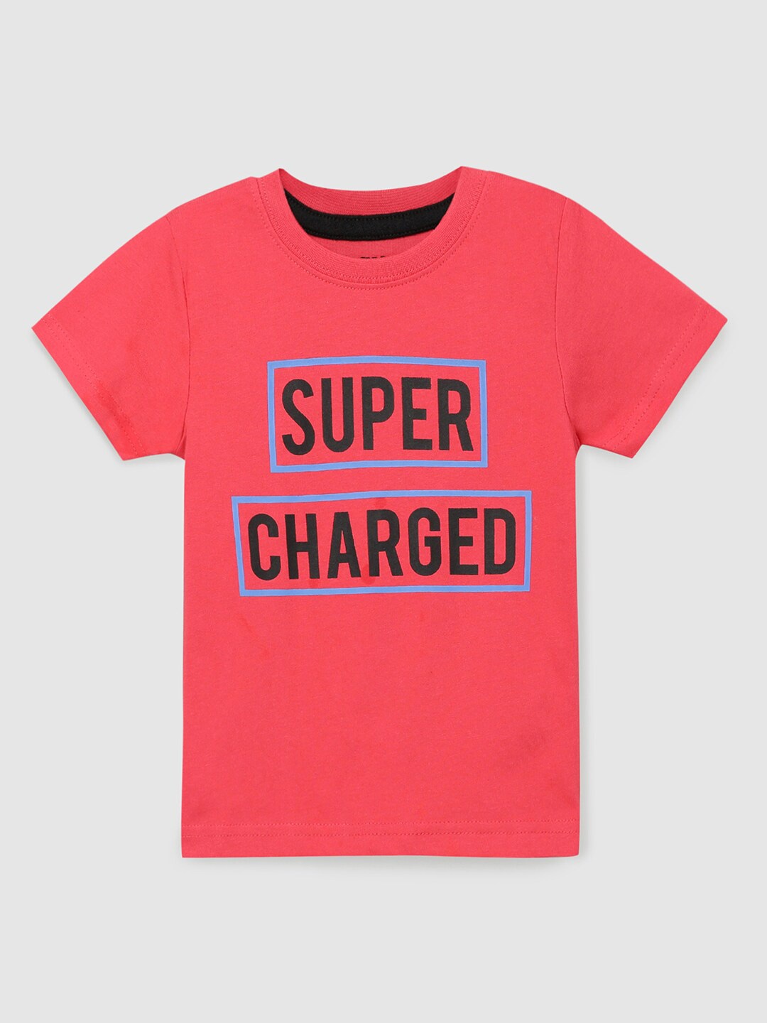 

max Boys Orange Typography Printed Applique T-shirt, Pink