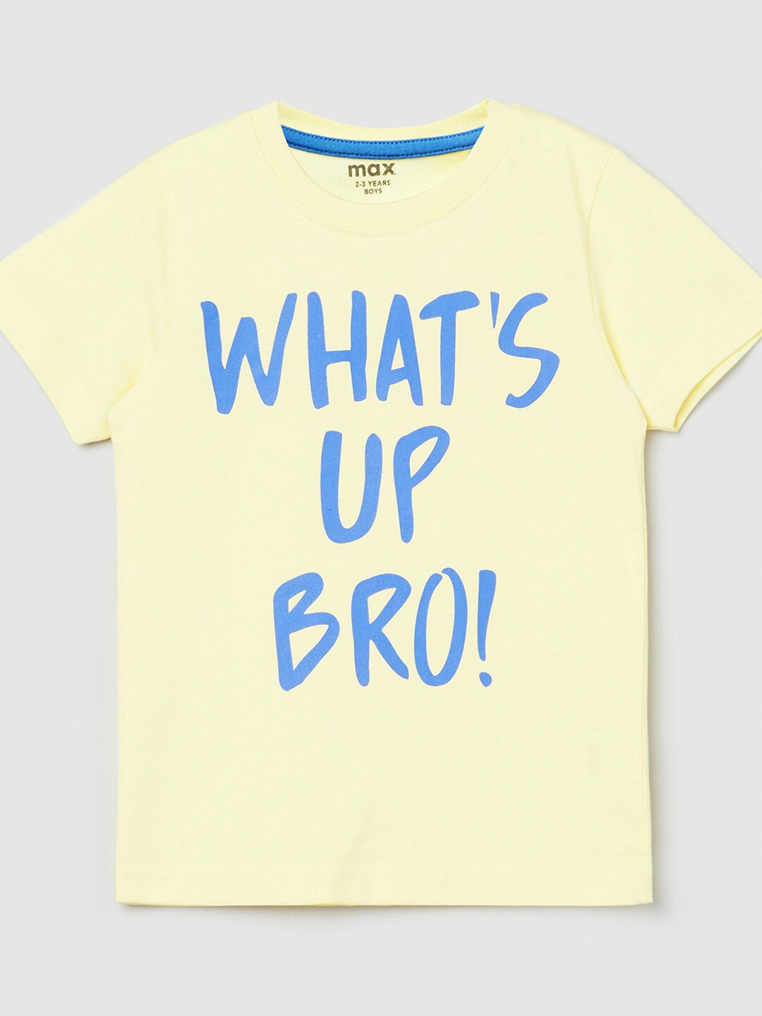 

max Boys Yellow Typography Printed T-shirt