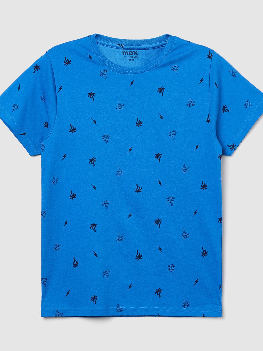 

max Boys Blue Printed Pure Cotton T-shirt